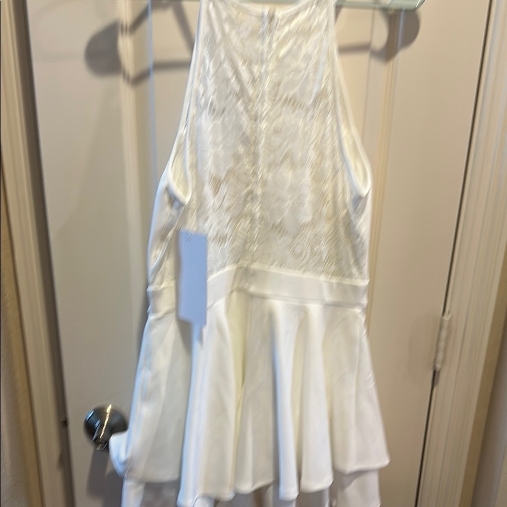 Honey and Rosie White Halter Fit and Flare Dress - Picture 2 of 3